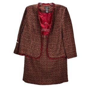 POSITIVE ATTITUDE | Women's Tweed 2 Piece‎ Suit Maroon 22 Petit